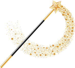 Magic Wand with gold star and magical gold sparkle trail